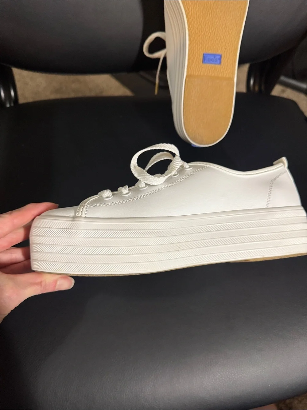 KEDS Triple Up White Leather Platform Sneaker Size 8